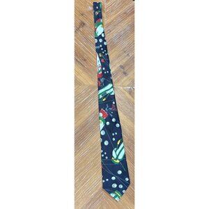 Vintage Florence Silk Golf-Themed Tie With Bright Red Green Graphics & Golf Ball